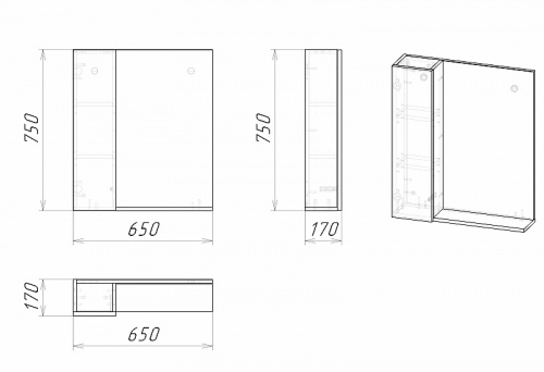 картинка Зеркало со шкафом Grossman Альба 65 L 206502 Веллингтон Бриз от магазина Сантехстрой