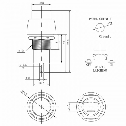 картинка Выключатель-кнопка 250V 2А (2с) ON-OFF зеленая Micro (PBS-20А) REXANT от магазина Сантехстрой