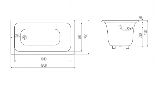 картинка Ванна чугунная Goldman Classic 120x70x40 пристенная, белый (Classic 120*70*40) от магазина Сантехстрой