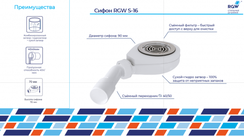 картинка Сифон для поддонов RGW S-16 от магазина Сантехстрой