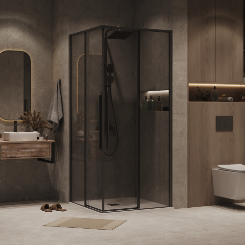 картинка Душевая перегородка 1/2 Grossman Galaxy 1/2.K33.01.70.21.10 (70х195) черный матовый,стекло тонированное, 1 место от магазина Сантехстрой