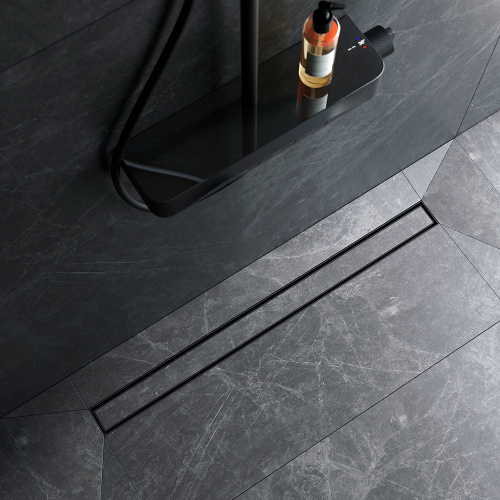 картинка W01SC-U11-090-04BM MasterFlow Трап для душа линейный универс затвор Tile 90см цвет черн мат от магазина Сантехстрой