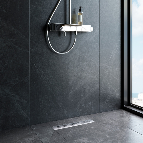 картинка W02SC-P11-040-01SB PrimeFlow Трап для душа линейный универс затвор Cut Gradient 40см цвет сталь мат от магазина Сантехстрой