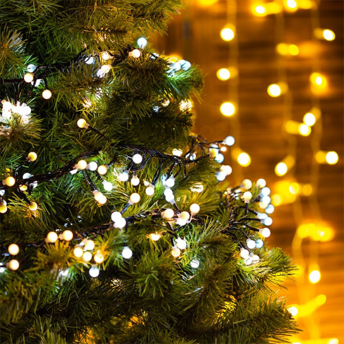 картинка Гирлянда Мишура LED 3 м,  темно-зеленый ПВХ,  288 диодов,  цвет белый + теплый белый от магазина Сантехстрой