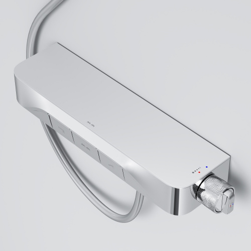 фото f8f10500 func, смеситель для душа, кнопочный с полкой, с изливом, хром