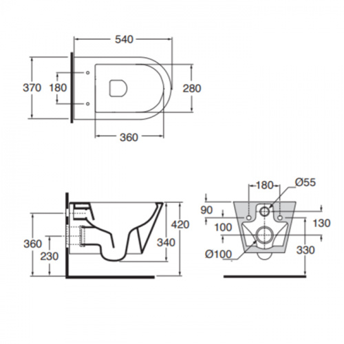 картинка AZZURRA FORMA Унитаз подвесной 540х370х340 мм., безободковый, смыв от 3л воды, Easy Clean,  в комплекте с креплением, цвет белый (СпецЦЕНА со склада!) от магазина Сантехстрой