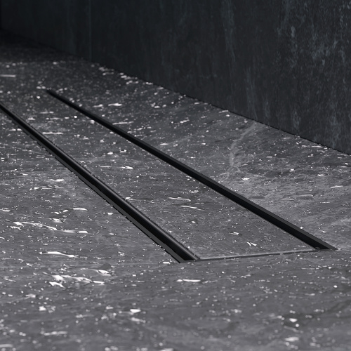 картинка W02SC-U11-070-04BM PrimeFlow Трап для душа линейный универс затвор Tile 70см цвет черн мат от магазина Сантехстрой