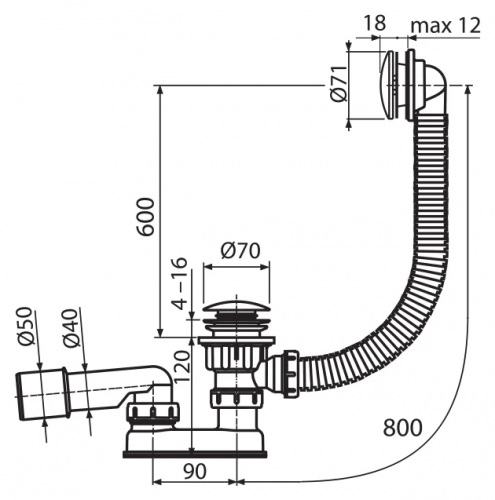 картинка Слив-перелив для ванны Ravak X01472 от магазина Сантехстрой