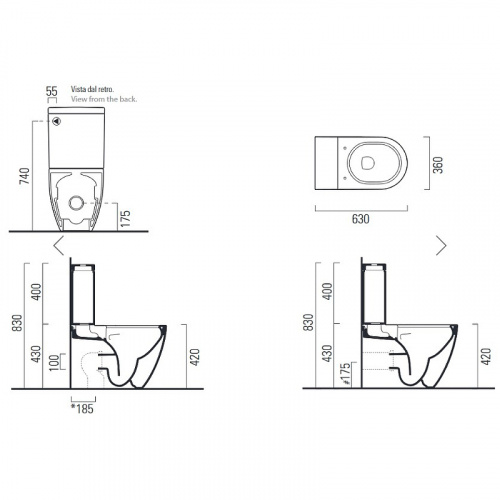 картинка Унитаз компакт GSI Pura 880611 Белый глянцевый без бачка и сиденья от магазина Сантехстрой
