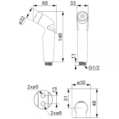 картинка 760550100 Гигиенический душ с держателем, хром от магазина Сантехстрой