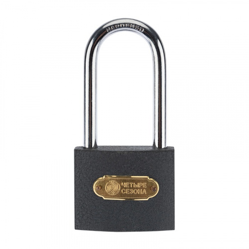 картинка Замок навесной серия «Чугун» 60 мм длинная дужка ЧЕТЫРЕ СЕЗОНА от магазина Сантехстрой