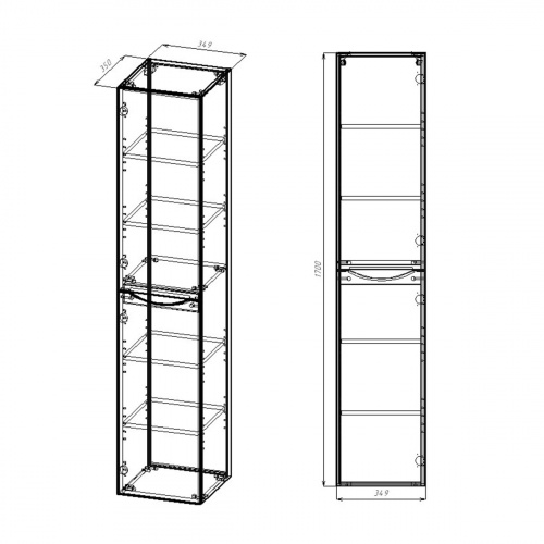 картинка Шкаф Mia VSC-2M170VO-L подвесной, 1700*350*350, V.Oak, левый от магазина Сантехстрой