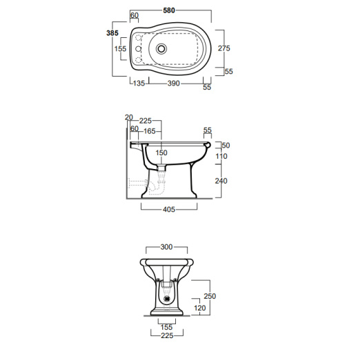 картинка SIMAS Lante Биде напольное с 1 отверстием под смеситель, 39х58см, цвет белый от магазина Сантехстрой