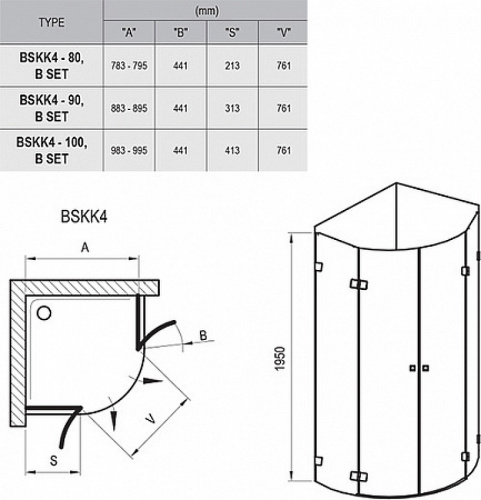 картинка Душевой уголок Ravak Brilliant BSKK4-80 80х80 3U244A00Y1 профиль Хром стекло Transparent от магазина Сантехстрой