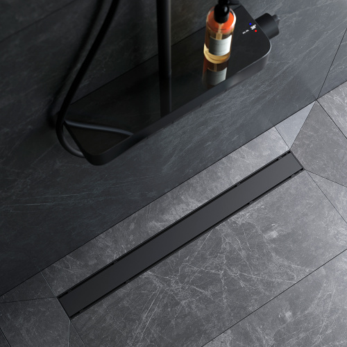 картинка W02SC-U11-080-04BM PrimeFlow Трап для душа линейный универс затвор Tile 80см цвет черн мат от магазина Сантехстрой