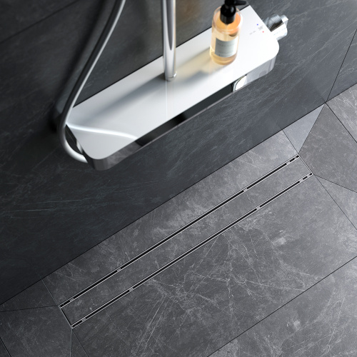 картинка W02SC-U11-080-04SB PrimeFlow Трап для душа линейный универс затвор Tile 80см цвет сталь мат от магазина Сантехстрой