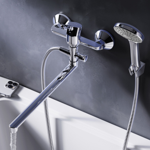 фото f85b90100 x-joy s, смеситель д/ванны/душа, излив 325 мм, душевой набор, хром, шт