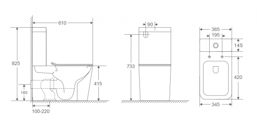 картинка Напольный унитаз-компакт безободковый Terminus Ватикан 610х365 белый от магазина Сантехстрой
