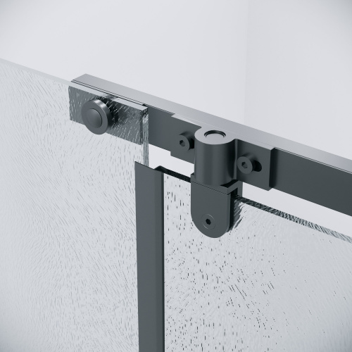 картинка Дверь в нишу 100.K33.03.120.21.02 Pragma (120*195) черный матовый, стекло шиншилла, 1 место от магазина Сантехстрой