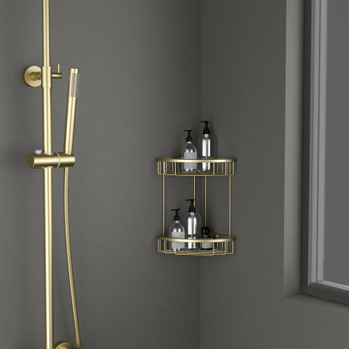 картинка Полка угловая двойная Timo Saona золото матовое (13082/17) от магазина Сантехстрой