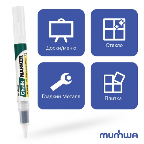 картинка Маркер меловой Chalk Marker 3мм,  спиртовая основа,  белый MunHwa от магазина Сантехстрой