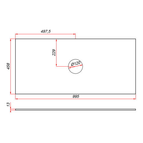 картинка Столешница компакт-плита 13 Белая, 1 вырез, 1195х458 мм от магазина Сантехстрой