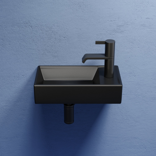 картинка CN6051LMB Умывальник подвесной прямоугольный (чаша слева, отверстие под смеситель справа) цвет чёрны от магазина Сантехстрой
