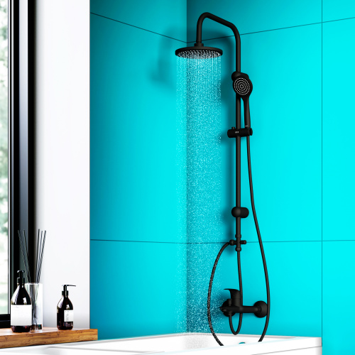 картинка D0708000BL Comfort душевая система с тропическим душем, ручной душ 1F,  цвет черный от магазина Сантехстрой