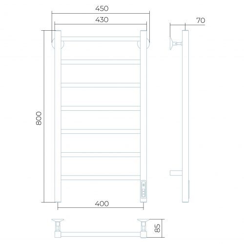 картинка Полотенцесушитель электрический Larusso Феличия П7 400х800 мм RAL 9003 от магазина Сантехстрой