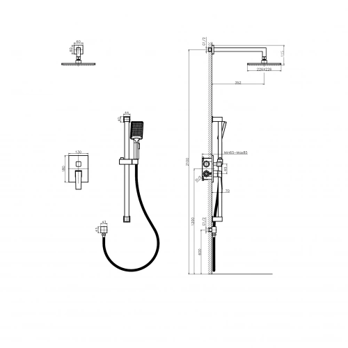 картинка Встроенная душевая система RUSH Thira (TR3635-41Black) от магазина Сантехстрой