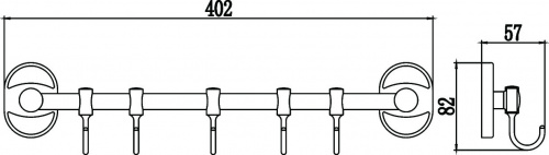 картинка Планка с крючками (5 крючков) Savol 70 (S-008205) от магазина Сантехстрой