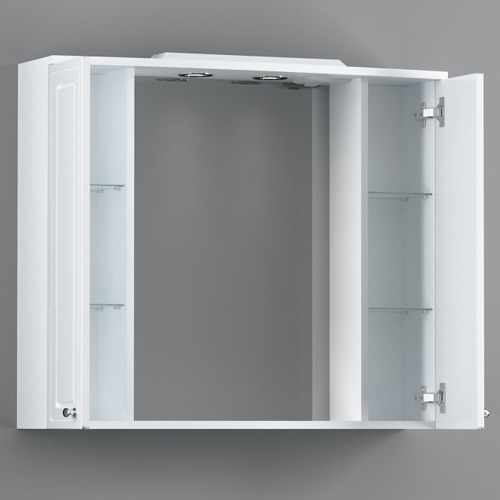 картинка M41MPX0851WG Palace One, зеркало, частично зеркальный шкаф, 85 см, с подсветкой, белый, глянец от магазина Сантехстрой