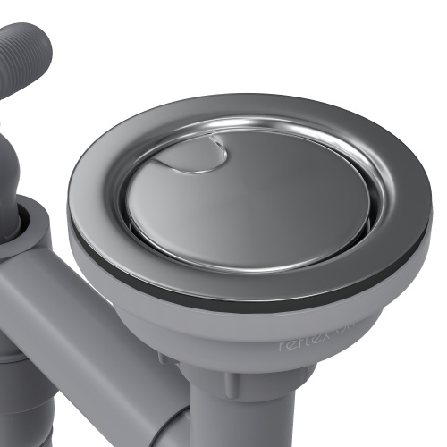 картинка Сифон для одночашевой кухонной мойки с выпуском Reflexion Arno RX3001SS полированная сталь от магазина Сантехстрой