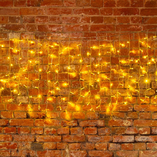 картинка Гирлянда светодиодная Занавес (Дождь),  2х0,8м,  160 LED ТЕПЛЫЙ БЕЛЫЙ,  прозрачный ПВХ,  IP65, эффект мерцания,  230В,  соединяется (нужен шнур питания 303-500-1) от магазина Сантехстрой