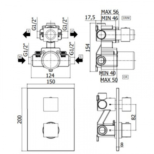 картинка Термостат для ванны Paffoni Level LEQ518CR от магазина Сантехстрой