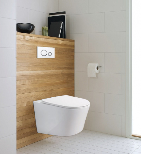 картинка Унитаз подвесной Azario Atrio 490x365x360 безободковый с сиденьем микролифт, белый (AZ-2330) от магазина Сантехстрой