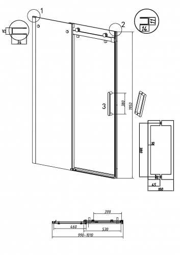 картинка Дверь в нишу Grossman Classic 100.K33.04.100.32.00 (100х195) золото сатин,стекло прозрачное,раздвижная, 1 место от магазина Сантехстрой
