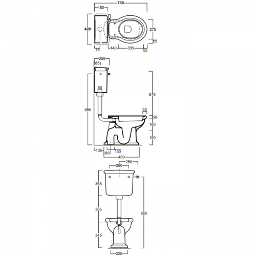 картинка SIMAS Arcade/Lante Низкая труба с механизмом слива (с фронтальной ручкой) для бачка AR812B, LA28B без подводки, цвет золото от магазина Сантехстрой