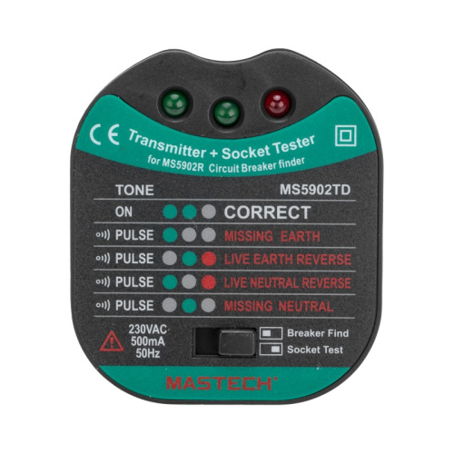 картинка Тестер розеток,  детектор автоматов MS5902RTD MASTECH от магазина Сантехстрой