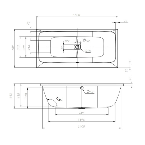 картинка W84A-150-070W-A Func Ванна акриловая 150х70 от магазина Сантехстрой