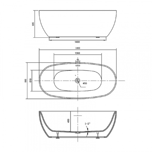 картинка Акриловая ванна Vincea 186x88.5 VBT-405-1860 без гидромассажа от магазина Сантехстрой