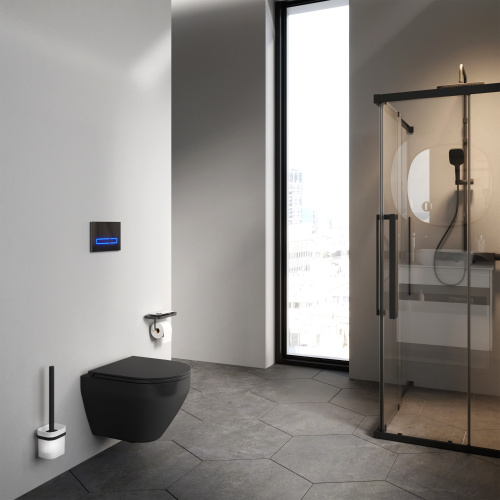 картинка C701700MBSC Spirit V2.0 подвесной унитаз FlashClean с сиденьем микролифт, черн мат от магазина Сантехстрой