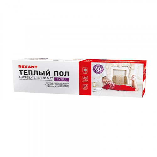 картинка Теплый пол,  нагревательный мат REXANT Extra,  двухжильный,  площадь 2.5 м²,  0.5х5 м,  400 Вт от магазина Сантехстрой