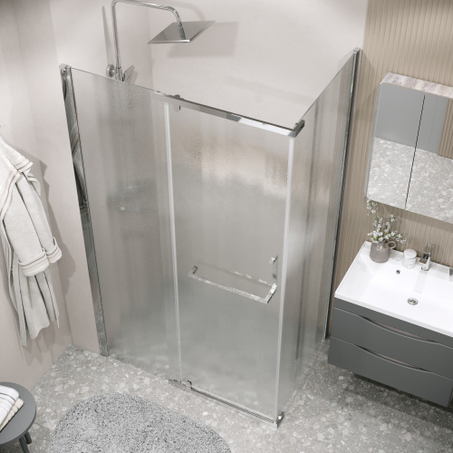 картинка Боковая стенка Grossman Pragma 200.K33.03.90.10.02 (90х195) хром,стекло шиншилла, 1 место от магазина Сантехстрой