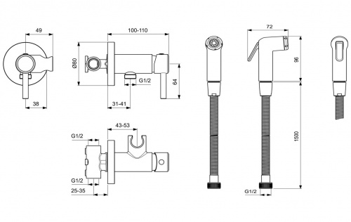 картинка Гигиенический душ Ideal Standard Idealspray BD130AA от магазина Сантехстрой