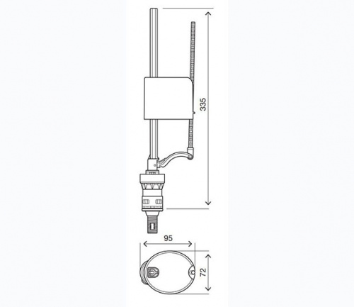 картинка Клапан наполнительный UNI BOTTOM, нижняя подводка, 1/2, латунь, OLI от магазина Сантехстрой