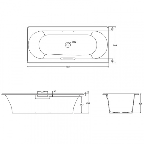 картинка Чугунная ванна Jacob Delafon Volute E6D900-0, 180 x 80 см, цвет белый от магазина Сантехстрой