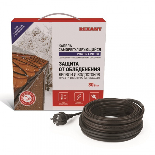картинка Кабель греющий саморегулирующийся REXANT POWER Line 30SRL-2CR,  7 м/210 Вт от магазина Сантехстрой