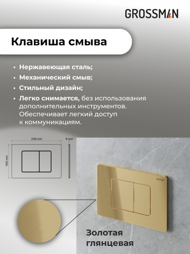 картинка Комплект 2 в 1: Grossman инсталляция Classic 900.K31.01.000+клавиша смыва 700.K31.04.30M.30M золото глянцевый,2 места от магазина Сантехстрой