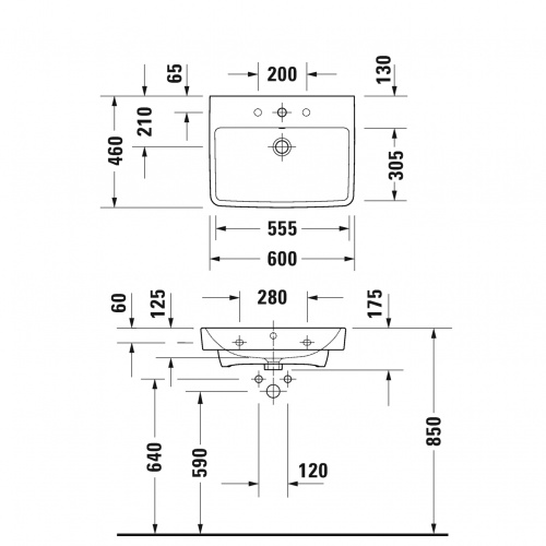 картинка Duravit #1 Раковина для мебели 60*46см,с 1отв для смесителя, цвет белый глянец от магазина Сантехстрой